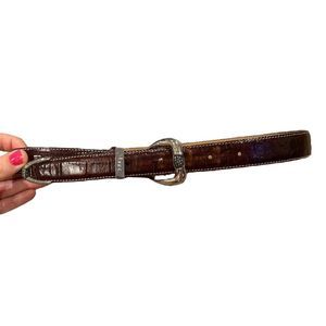 Judith Jack Brown Leather Belt with Marcasite Stones